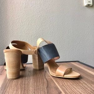 Beige/Blue heels